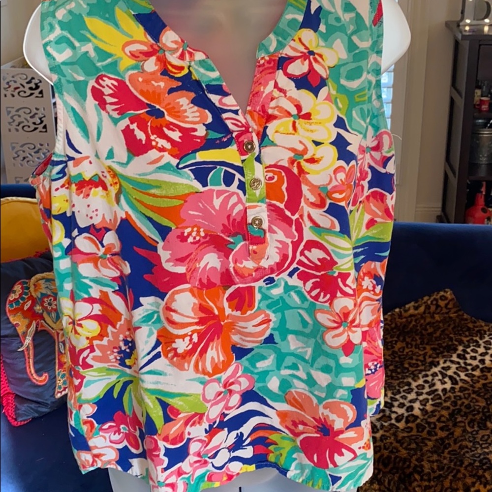 Caribbean Joe Tropical Print Shirt - Sz L petite